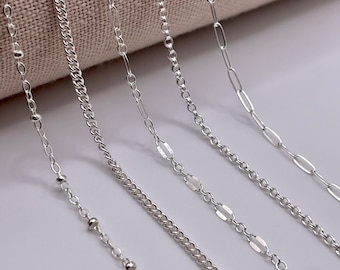 Sterling Silver Chain Starter Pack: 15ft Variety for Permanent Jewelry