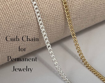 1.9mm Curb Chain: 14k Gold-Filled or Sterling Silver, Wholesale by the Foot