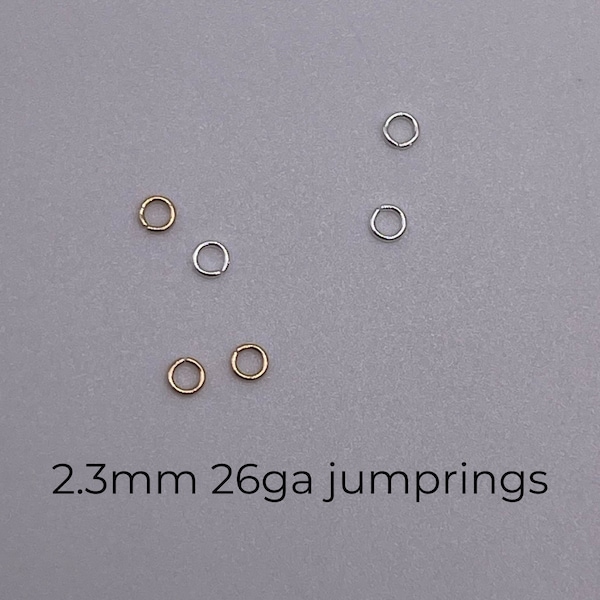 2.3mm 26ga jumprings 14k Gold Filled, .925 sterling silver TINY jumprings for Permanent Jewelry