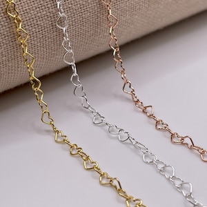 3.2mm Bubble Heart Chain: 14k Gold-Filled, Rose Gold Filled, Sterling Silver, Wholesale by the Foot