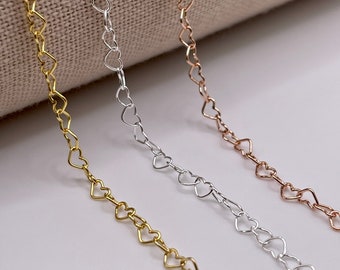 3.2mm Bubble Heart Chain: 14k Gold-Filled, Rose Gold Filled, Sterling Silver, Wholesale by the Foot