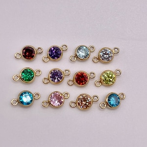 4mm - 14k Gold-Filled Birthstone Connectors, AAA Top Quality CZ, Permanent Jewelry Supply, CZ Birthstone Connectors