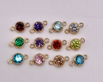 4mm - 14k Gold-Filled Birthstone Connectors, AAA Top Quality CZ, Permanent Jewelry Supply, CZ Birthstone Connectors