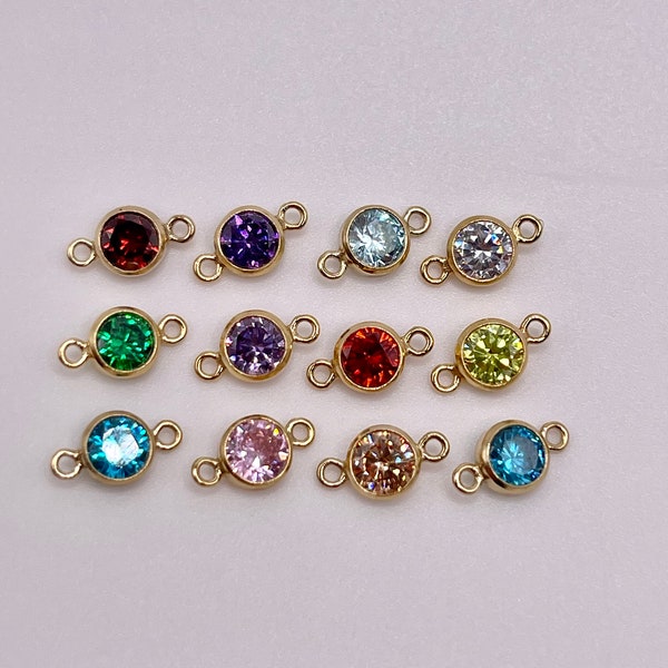 4mm - 14k Gold-Filled Birthstone Connectors, AAA Top Quality CZ, Permanent Jewelry Supply, CZ Birthstone Connectors