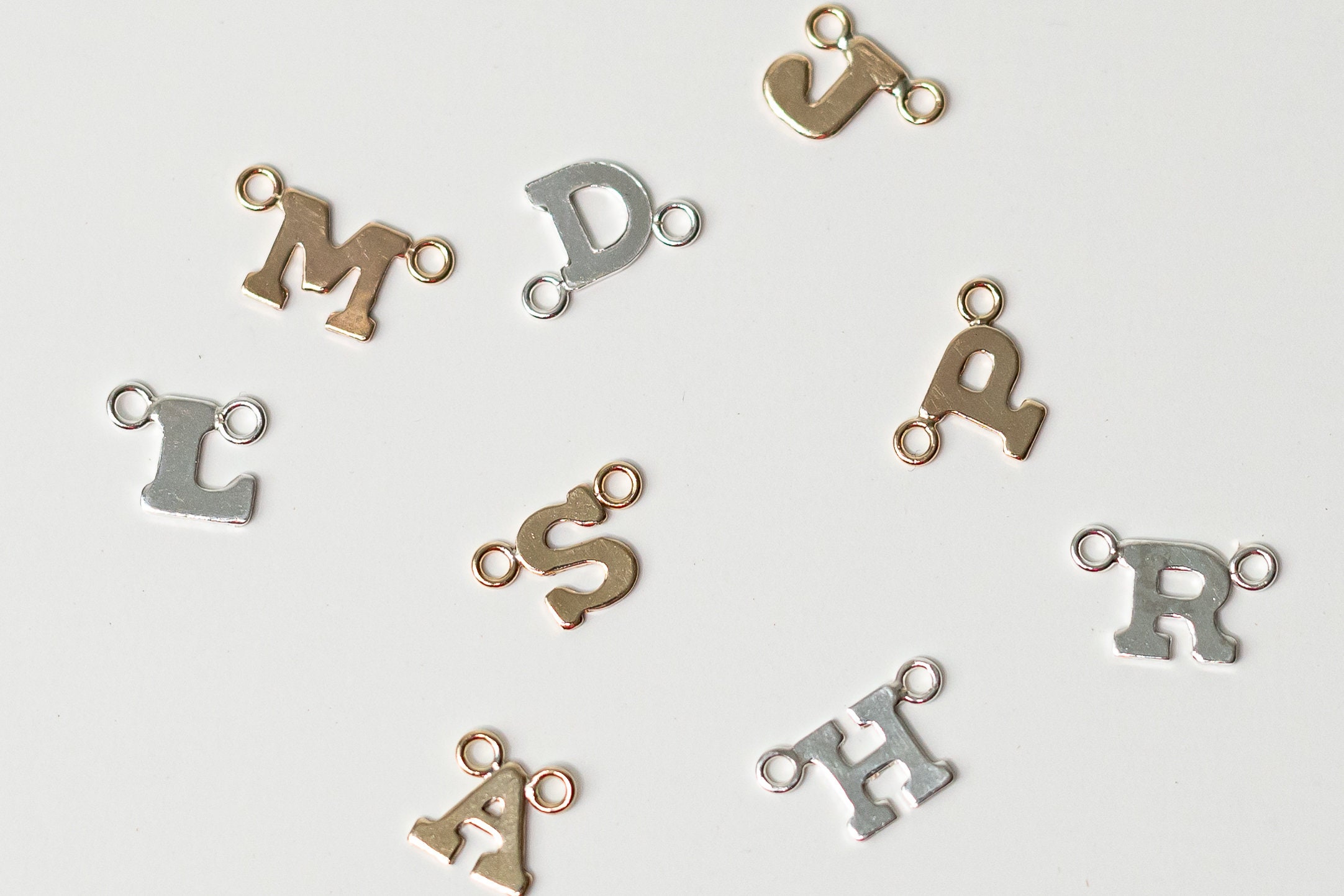 Block Letter Connectors 6.3mm X 5.7mm, 14k Gold Filled or Silver for  Permanent Jewelry 