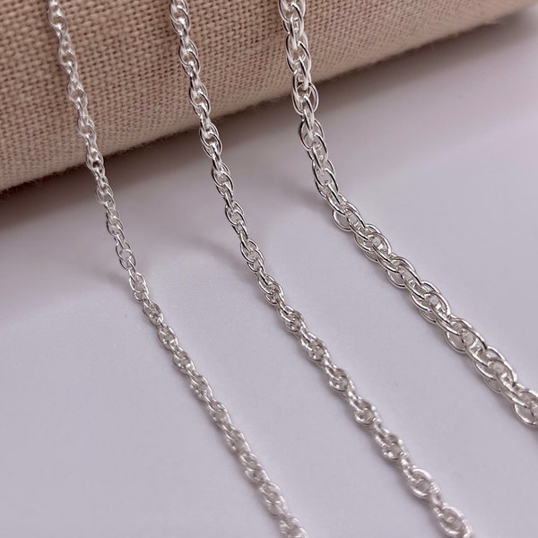 Sterling Silver Rope Chain, 2mm, 3mm, 4.5mm, Bulk, Wholesale by the foot, permanent jewelry