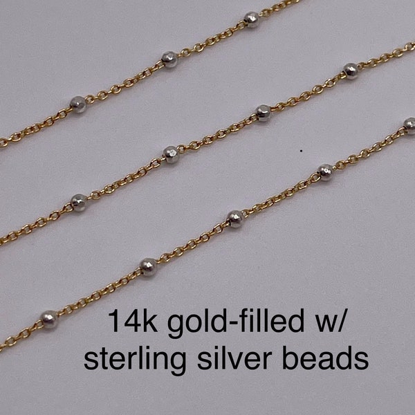 14k Gold-Filled & Sterling silver .2mm satellite chain by the foot, Bulk/Wholesale, bulk chain, Permanent Jewelry Made in the USA