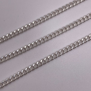 Sterling Silver curb chain, 3.15mm Cuban style, Chain by the foot, Bulk/Wholesale, perfect for permanent jewelry SS-12