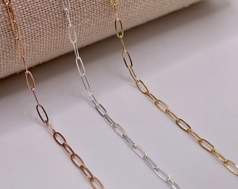 Dainty Paperclip Chain: 14k Gold-Filled, Sterling Silver, Rose Gold-Filled (2mm x 5mm)