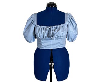 Blue Puff Sleeve Top