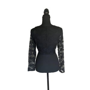 Black Lace Front Tied Cover up Cardigan