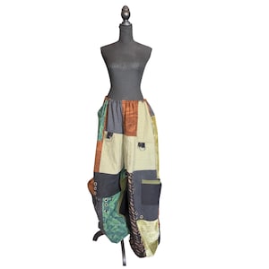 Green Black and Brown Patchwork Pants