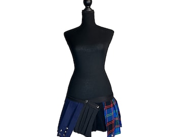 Blue and Black Pleated Skirt