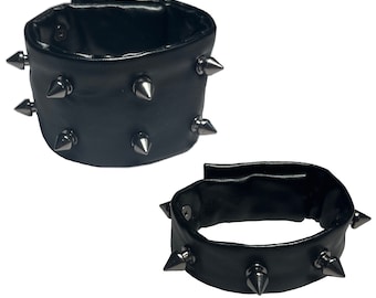 Handmade Upcycled Spiked Faux Leather Cuff Bracelet