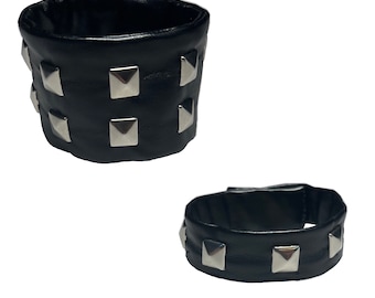 Handmade Studded Faux Leather Cuff Bracelet