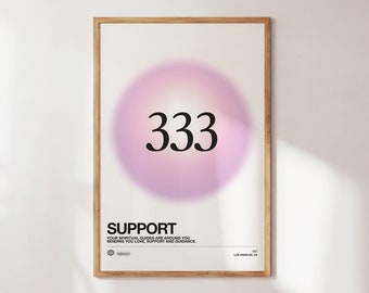 Aura Angel Number 333 Poster Instant Printable Download, Angel Number Wall Art, Pink Gradient Print, Energy Wall Art, Spiritual Poster