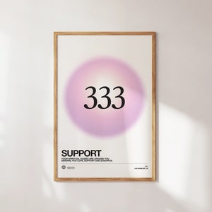 Aura Angel Number 333 Poster Instant Printable Download, Angel Number Wall Art, Pink Gradient Print, Energy Wall Art, Spiritual Poster