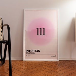 Aura Angel Number 111 Poster Instant Printable Download, Angel Number Wall Art, Pink Gradient Print, Energy Wall Art, Spiritual Poster
