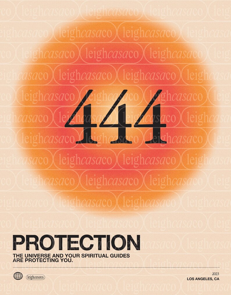Angel Number 444 Poster Instant Printable Download, Angel Number Wall ...