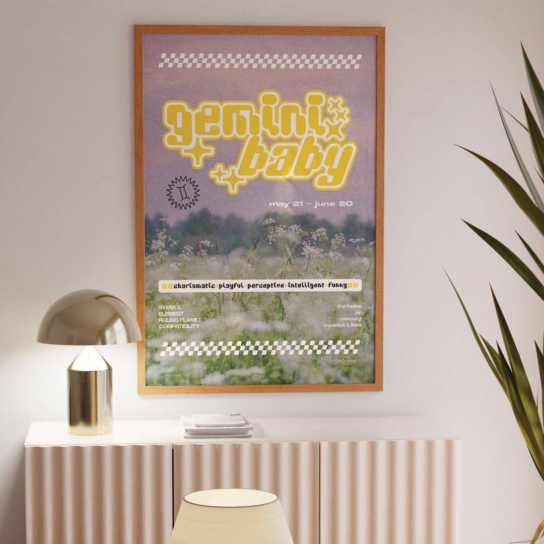 Gemini Zodiac Wall Print, Y2K Aesthetic, Digital Poster Download Print ...