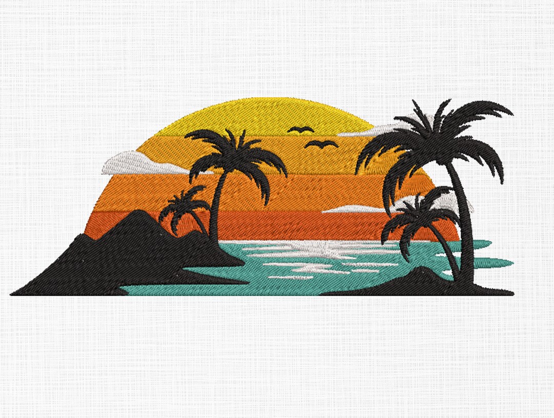 Beach Embroidery Design Summer Beach Embroidery Design Embroidery