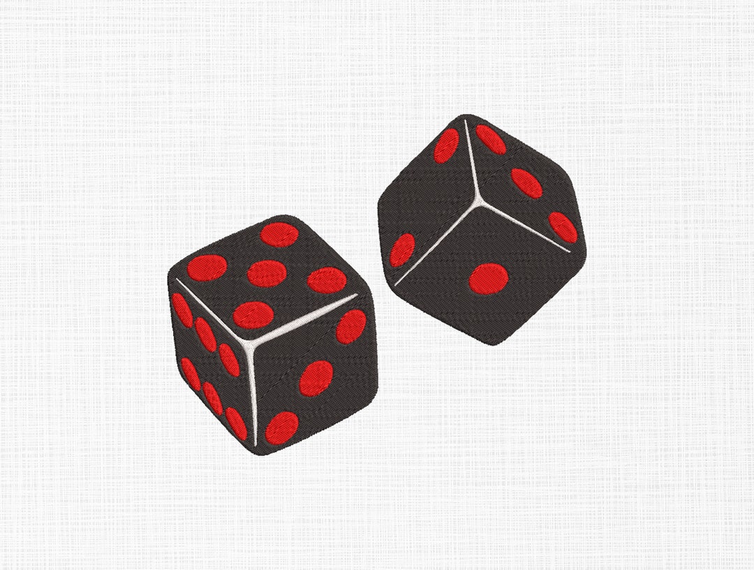 Black and Red Dice Embroidery Design Game Die Embroidery Etsy