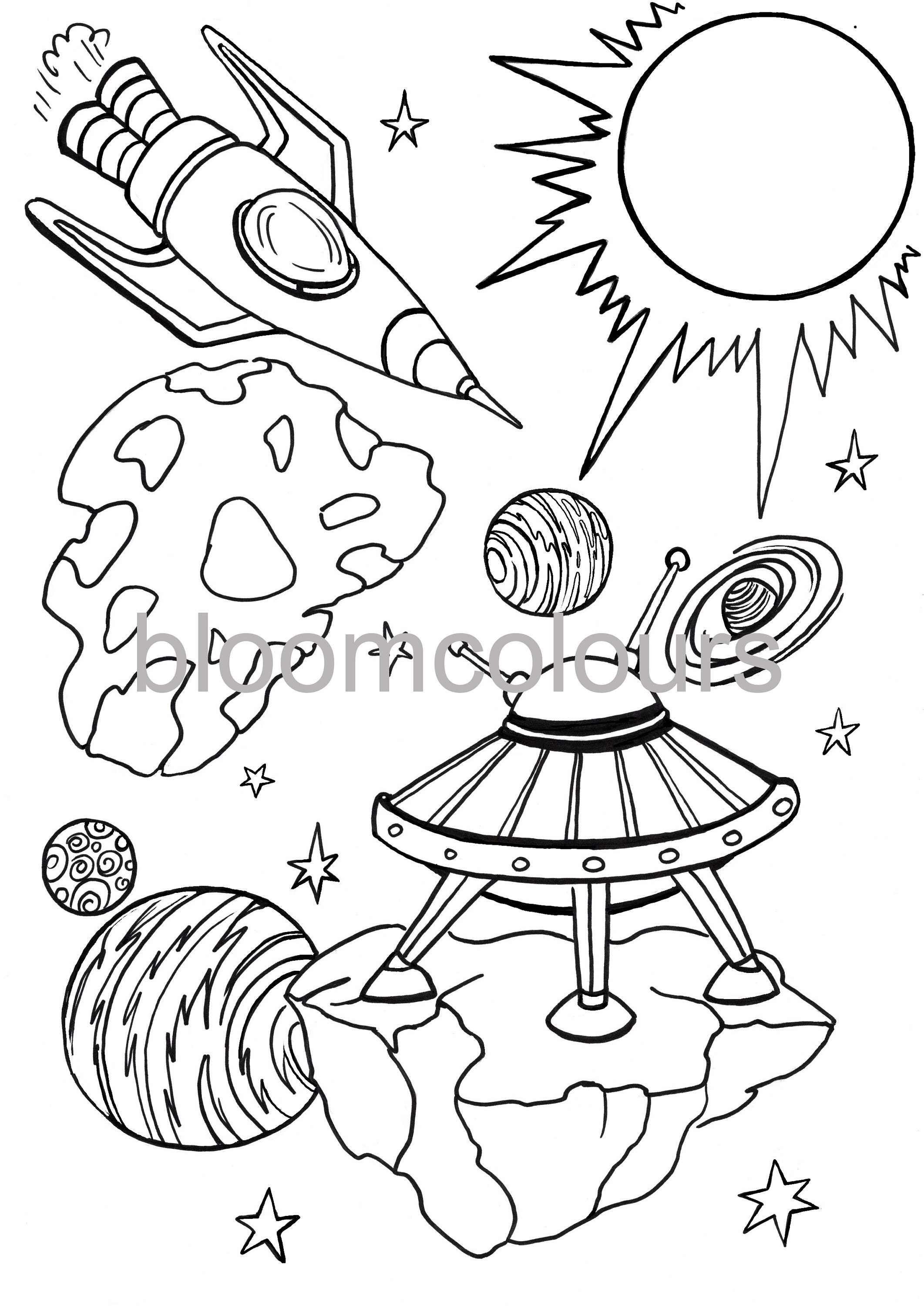 Space Colouring Pages for Kids. Instant Download. Printable - Etsy ...