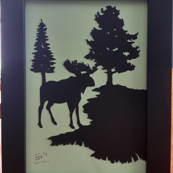 Maine Moose Silhouette  -  Paper Cutting - Scherenschnitte