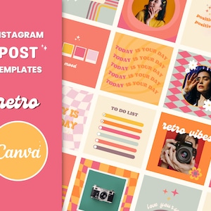 Retro Groove Instagram Post Bundle Templates | Instagram Templates | Instagram Colorful | Canva Instagram Post | Engagement Instagram Post