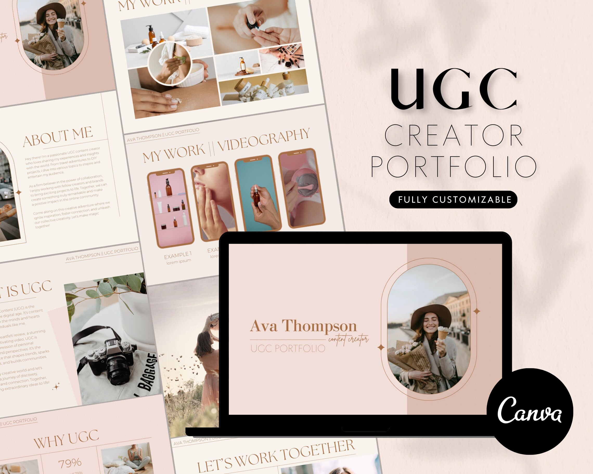 UGC Portfolio | UGC Portfolio Template Canva | Minimal Portfolio Template Canva | UGC Creator | User Generated Content