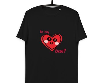 Alla hjärtans dag unisex ekologisk bomulls-t-shirt - söt t-shirt - dejtkväll - kärlekshjärta - kawaii-tröja - söt present