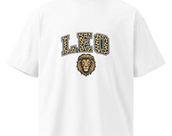 LEJONET - Stjärntecken - Stjärntecken - Unisex ekologisk överdimensionerad t-shirt med hög halsringning