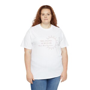 Sobrevivente do melanoma, use seu protetor solar, camisa de apoio à conscientização do câncer, presente para homens e mulheres, lutadores de câncer de pele, camiseta unissex de algodão pesado