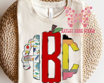Custom School Monogram, Teacher monogram, Custom DTF Print, Ready to Press, Dtf Transfers Ready To Press, Heat Transfer, Ready For Press