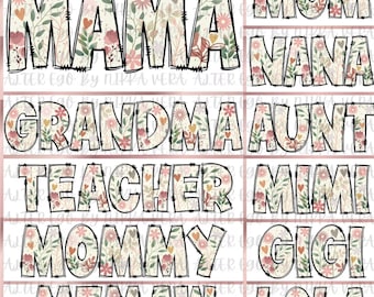Floral Mama, Custom Name, Floral Names, DTF Print, Ready to Press, Dtf Transfer Ready To Press, Heat Transfer, Ready For Press, Dtf transfer