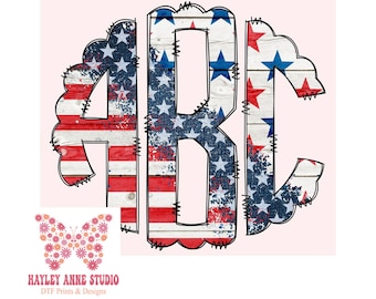 Custom Patriotic Monogram, July 4th, DTF Print, Ready to Press,  Dtf Transfers Ready To Press, Heat Transfer, Ready For Press, Dtf transfer