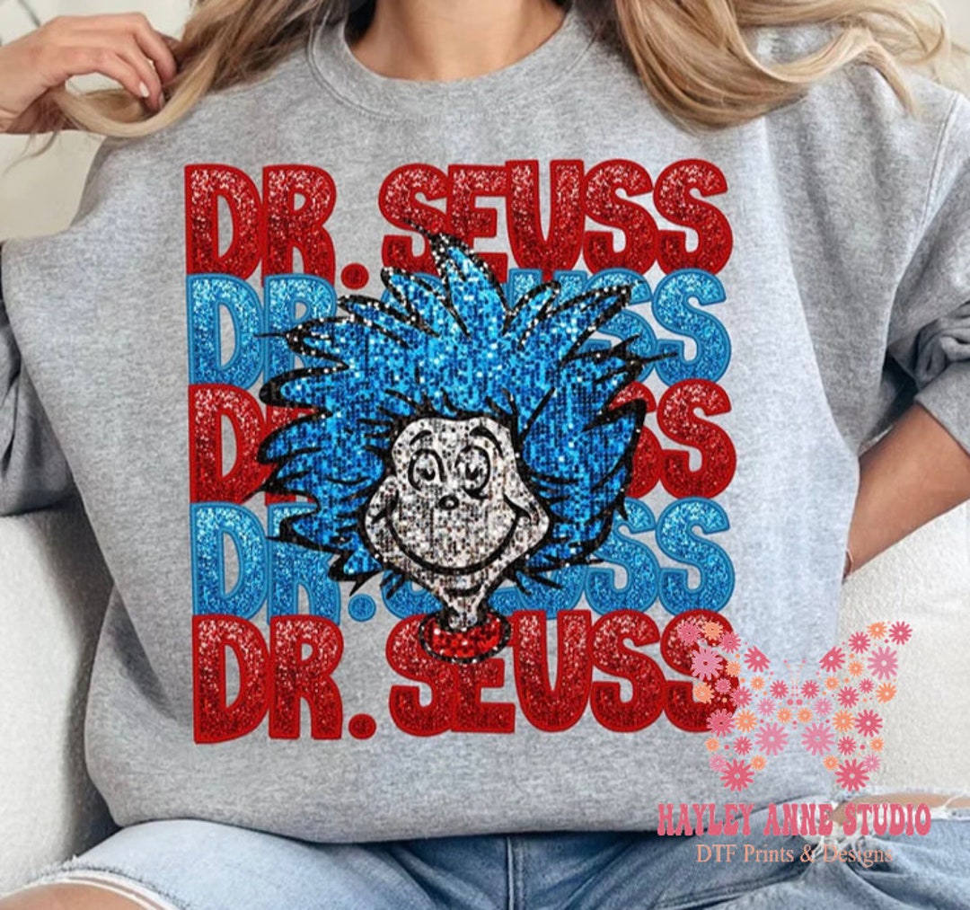 Faux Glitter Dr Suess, Dr Seuss, Read Across America, DTF Print, Ready ...