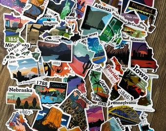 25/50 American States Stickers // USA States  // Travel Stickers //  Vinyl Stickers // Waterproof Stickers // 22