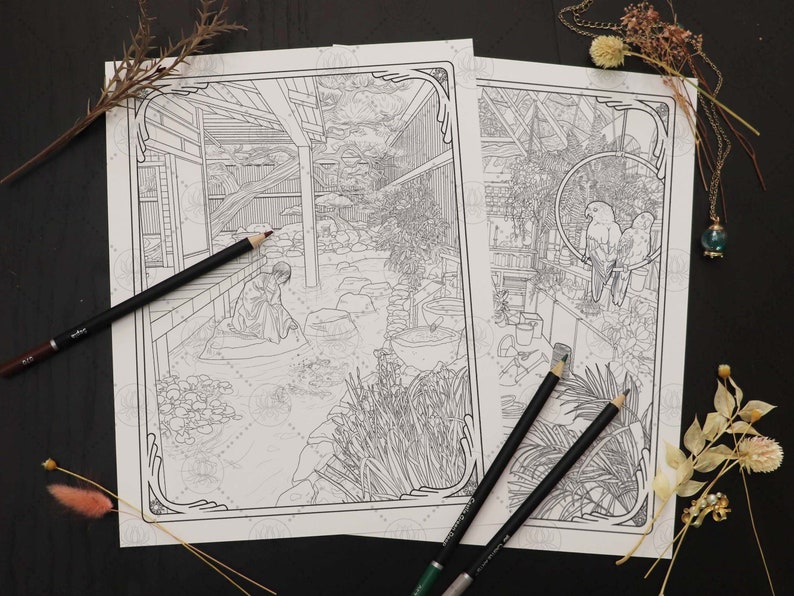 Season Witch Adult Coloring Pages Spring Summer Autumn Winter Witch ...