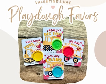 Construction Truck Valentine's Day Playdough Cards (Printable PDF)