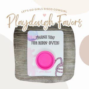 Let&#39;s Go Girls Disko Cowgirl Roundup Playdough druckbare Karte Gastgeschenke | Cowgirl Knetmasse Klasse Gefälligkeiten | Disco Goodie Bag Leckerlie-Kit