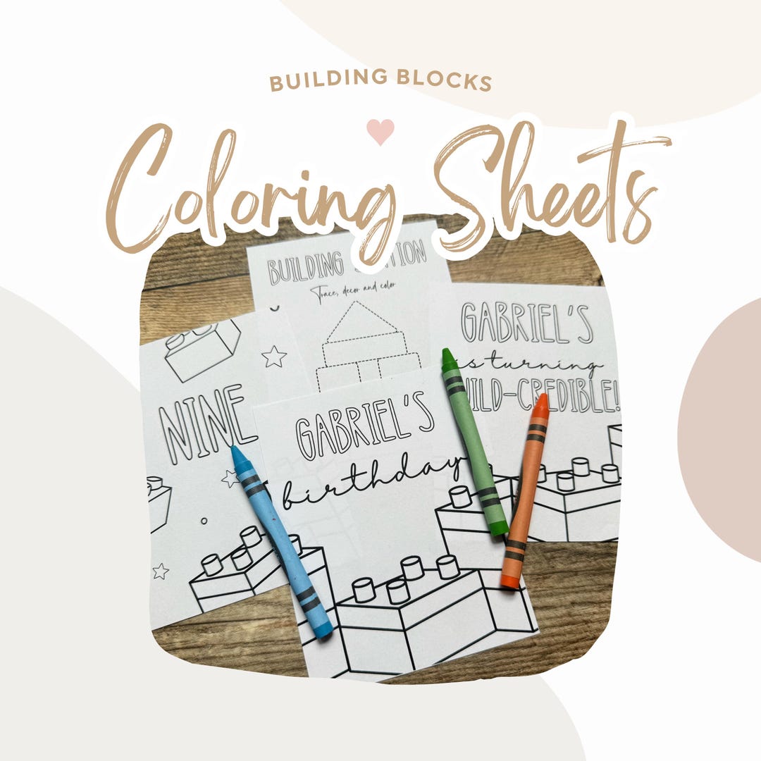 Stackable Building Block Coloring Pages Building Blocks Coloring Favors | Building Blocks Printable Party ...