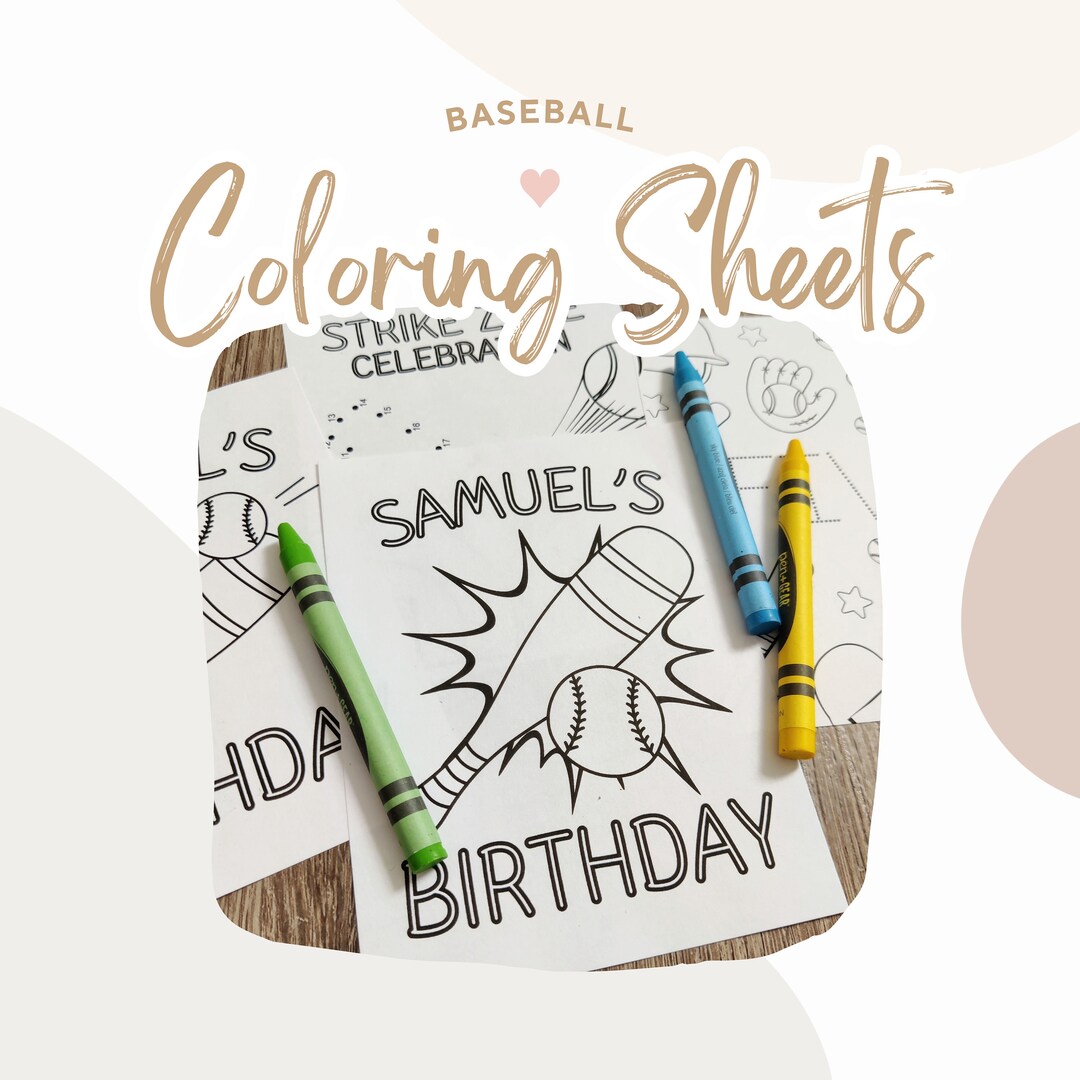 Baseball Coloring Favors | Baseball Printable Party Favors | Baseball ...