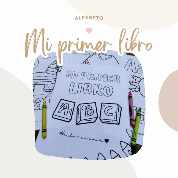ABC Book | Baby Shower Coloring Activity | Mi Primer Libro ABC En español  | Baby Shower Alphabet Bilingual Book | First ABC Book En español