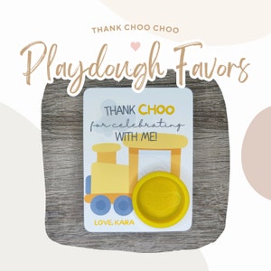 Trein Bedank Choo Playdough afdrukbare kaart Feestbedankjes | Train Choo Playdough-bedankcadeau Feestartikelen | Playdough-snoepzakje voor locomotief