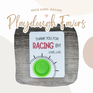 Carte imprimable en pâte à modeler de course de voitures de course | Cadeaux de remerciement numérique Racing Racing en pâte à modeler | Sac de cadeaux en pâte à modeler pour voitures de course
