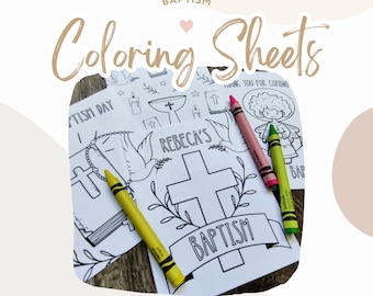Personalized Baptism Coloring Pages | Party Favors (PDF)