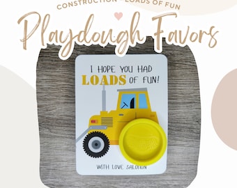 Construction Playdough Party Favor Card | Printable Treat Bag (PDF)
