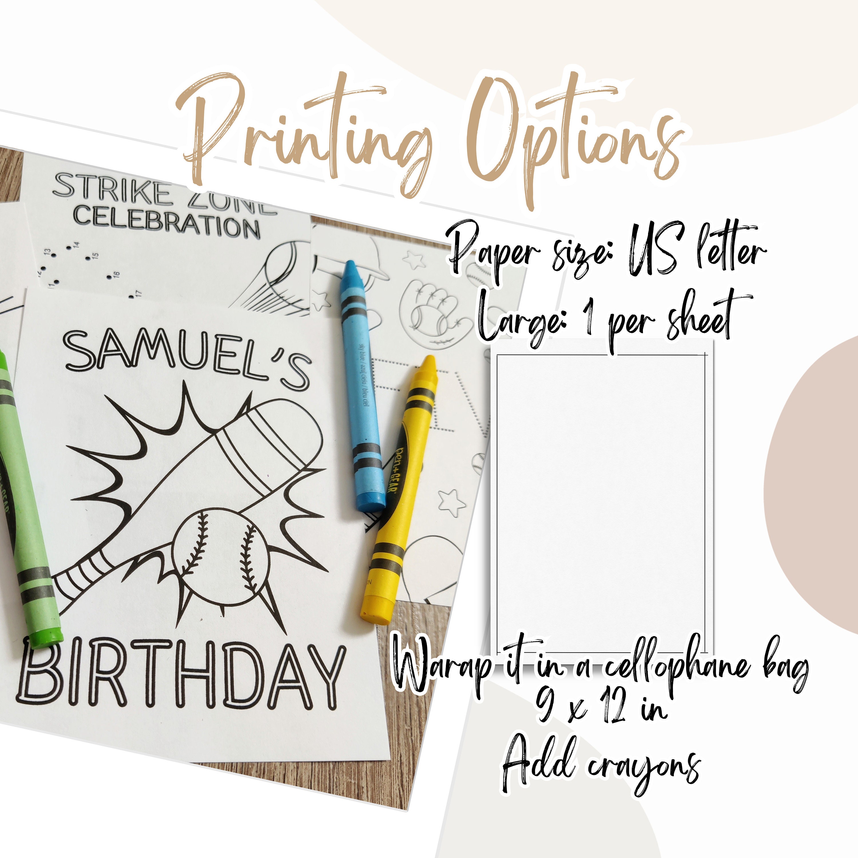 Baseball Coloring Favors Baseball Printable Party Favors Baseball ...