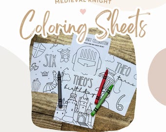 Personalized Medieval Knight Birthday Coloring Pages (PDF)